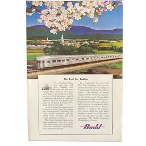 Vintage 1949 Budd Train Best for Boston Ad Advertisement